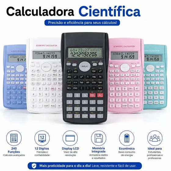 Calculadora Científica Multifuncional Visor Operações Matemáticas Avançadas Funções Trigonométricas