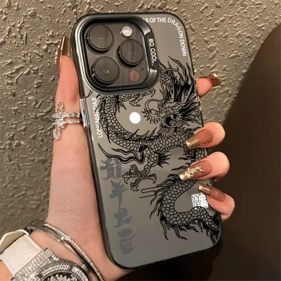 Luxo Dragão Totem Armadura Caso De Telefone Para iPhone 15 16 17 14 13 12 11 Pro Max 16e X XR XS 7 8 Plus Capa À Prova D