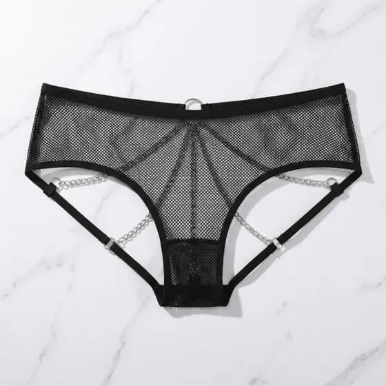 Calça Triangular Com Correntes , Tanga Feminina De Cintura Baixa Virilha Aberta , Calcinha Ultrafina De Renda Sino