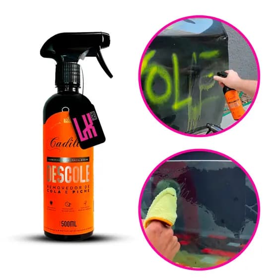 Descole 500ml Cadillac Removedor de Piche Cola Tinta Spray Insufilm Tira Graxa Pneu Pretinho Antigo