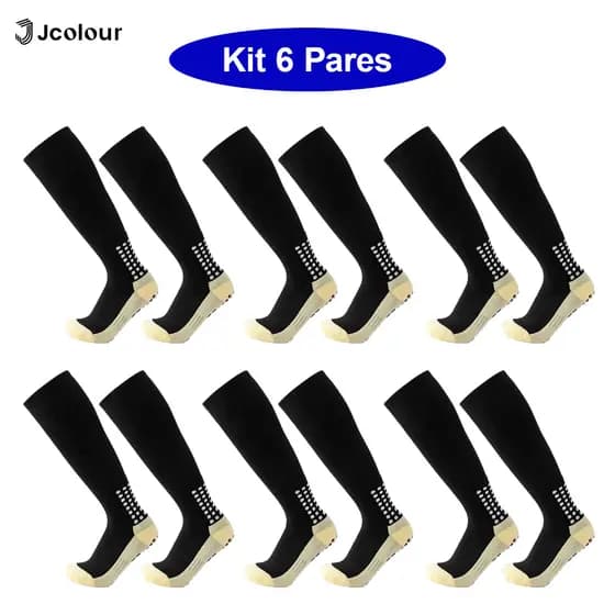 Jcolour Kit 6 Meias De Futebol Antiderrapante De Tubo Longo Esportivas Profissionais Meia De Futebol