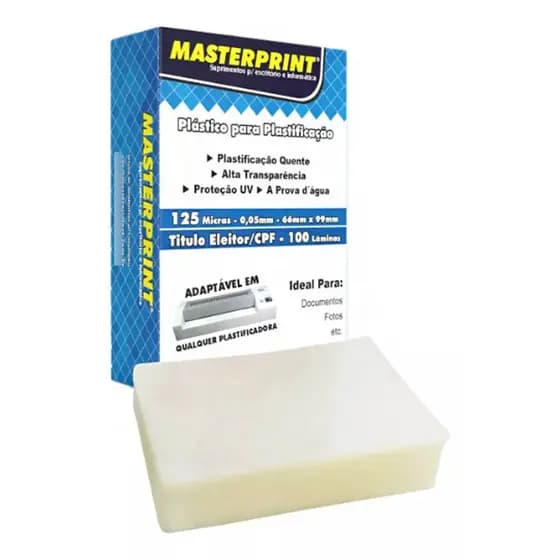 Plastico para plastificação 66x99 125 Micra Cpf Título 100 Folhas