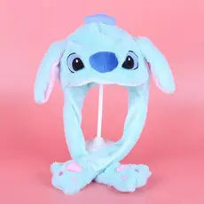 Chapéu de Coelho Luminoso Stitch Chapéu de Orelhas Móveis de Coelho Luminoso Chapéu de Airbag Cartoon de Pelúcia