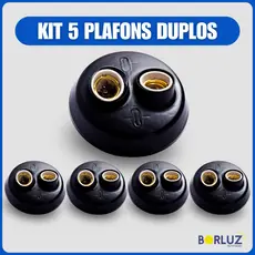 Kit 5 Luminárias Plafonier Plafon Duplo Redondo Bivolt E27 Lâmpada Teto Soquete Bocal 100w