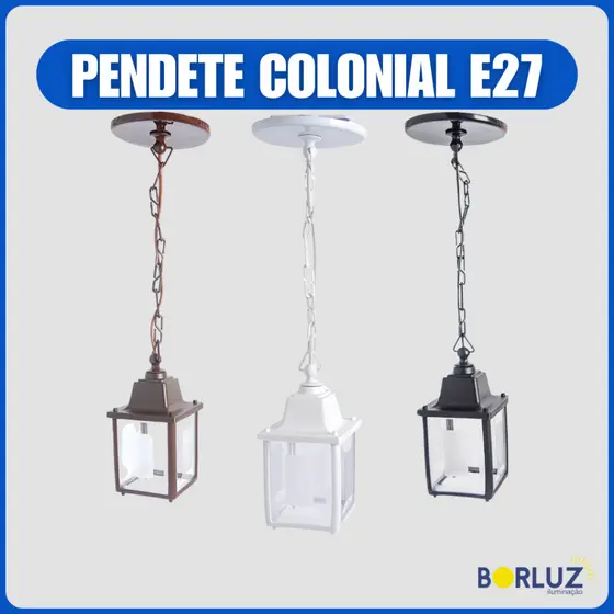 Luminária Pendente Colonial Lustre Clássico Bivolt Teto Quadrado Área Externa e Interna 110v 220v