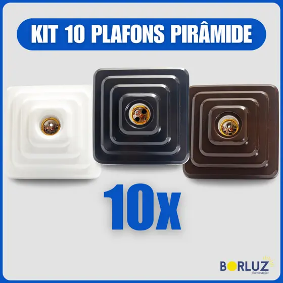 Kit 10 Luminárias Plafonier Plafon Quadrado Lâmpada Teto Bivolt E27 Soquete Bocal 100w