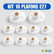 Kit 10 Luminárias Plafon Lâmpada Teto Plafonier Redondo E27 Bivolt Soquete Bocal 100w Branco e Preto