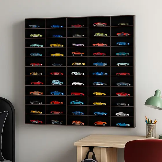 Expositor Hot Wheels Carro Miniatura Prateleira 60 Divisórias Estante De Carrinhos Brinquedos