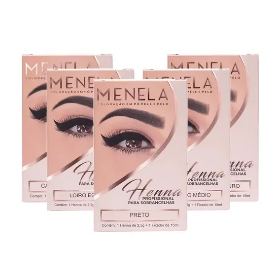 Kit Henna Menela 2,5g + Fixador 15ml para Sobrancelha