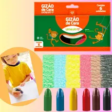 Gizao De Cera Meu Primeiro Giz De Cera Big Jumbo 6 Cores Leo & Leo