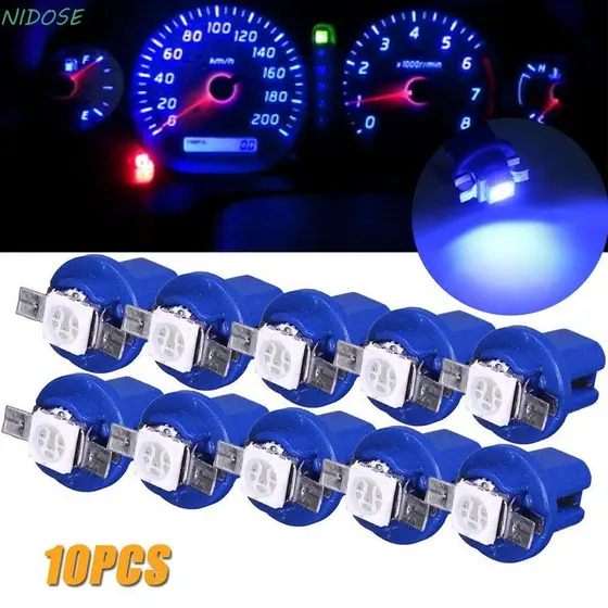 NIDOSE 10Pcs Luzes De Carro White/Blue/Red/Green/Yellow T5 B8.5D 1SMD Painel De Instrumentos Do Lado Interno