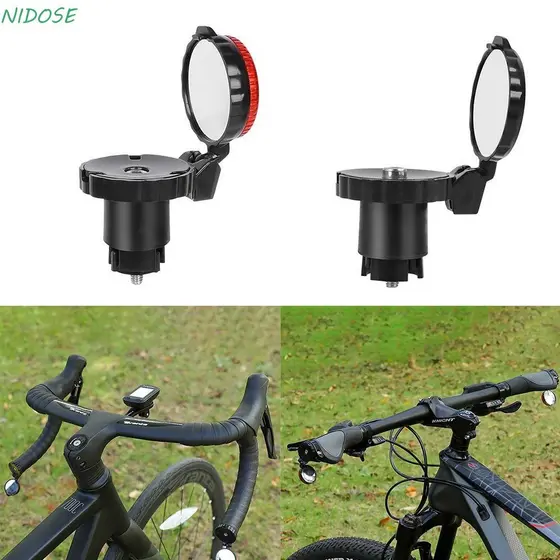 Espelhos Retrovisores De Bicicleta NIDOSE , Pretos Com Luz De Advertência Vista Traseira , Suprimentos De Equitação Equi