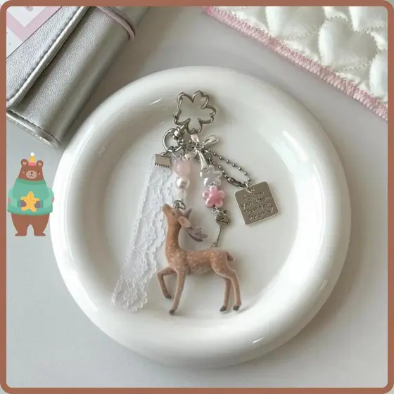 Chaveiro Deer , Amuletos De Telefone Portáteis De 11.5 Cm De Comprimento , Contas DIY Feitas À Mão Estilo Coreano