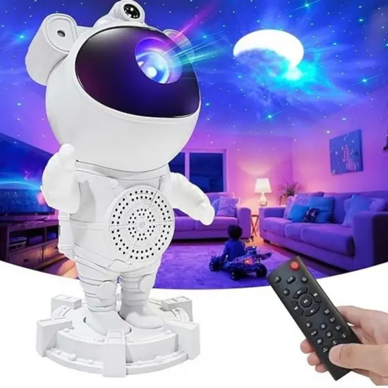 Astronauta Projetor com Luzes de Estrelas e Alto-Falante Bluetooth – Ambiente Imersivo