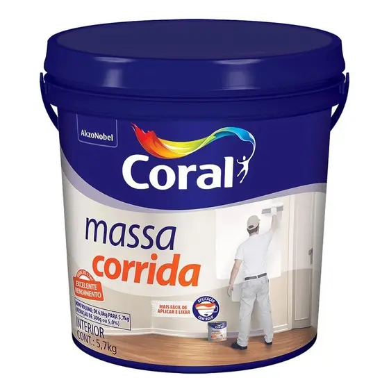 Massa Corrida PVA Coral Fácil Aplicação Lata  Galâo 5,7kg
