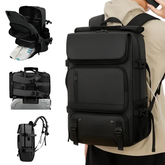 Mochila Mala Couro Masculina Viagem Trilha Camping Impermeavel Resistente Grande Espaçosa Multicompartimento