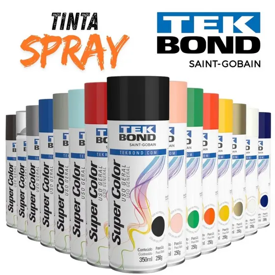 Tinta Spray Tekbond Super Color Uso Geral 350ml Várias Cores Secagem Rápida