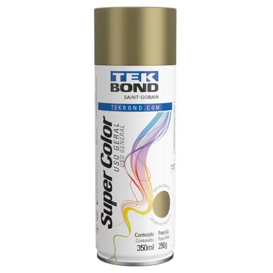 Tinta Spray Tekbond Dourado 350ml Uso Geral Alta Cobertura Secagem Rápida Aerossol