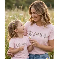 Kit Mãe e Filha Tal Mãe Tal Filha Camisetas Combinando Floral 100% Algodão Feminina Infantil