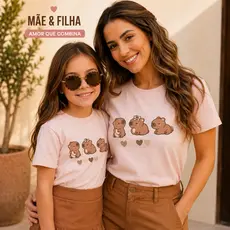 Kit Tal Mãe Tal Filha Mãe e Filha Camiseta Capivara fofa 100% Algodão