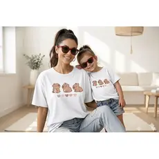 Conjunto Mãe e filha algodão T-shirt Tal Mãe Tal Filha Estampada Capivara baby várias cores Envio Imediato
