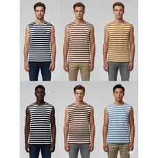 Regata Machão Masculina Cotton algodao com elastano Listrada Regata Cavada Conforto Premium