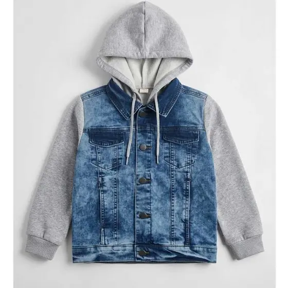 Jaqueta Jeans Infantil Masculina com Capuz 1 ao 16