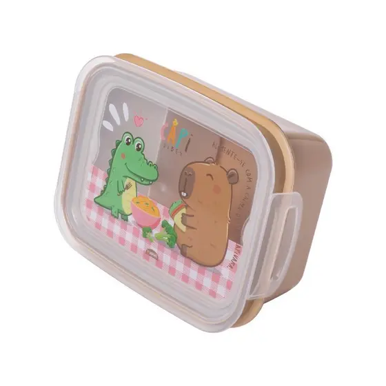 Lancheira Escolar Marmita Capivara Infantil Divisória 850ml