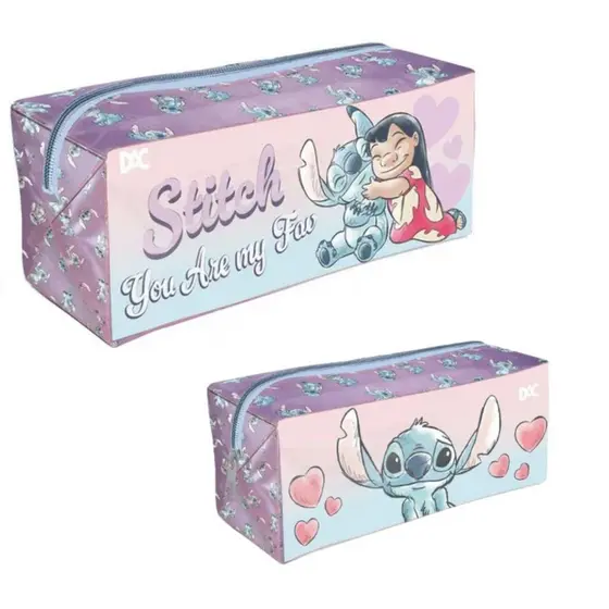 Estojo Stitch escolar necessaire grande PVC DAC