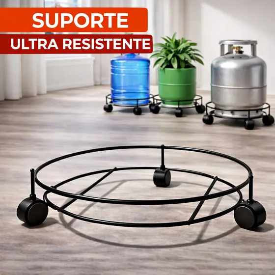 Suporte Botijão de Gás com rodinhas reforçado de ferro Bujão Carrinho Vasos Plantas Galão de agua Aço
