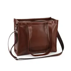 Bolsa Tote Midi com Alça Marrom Cacau