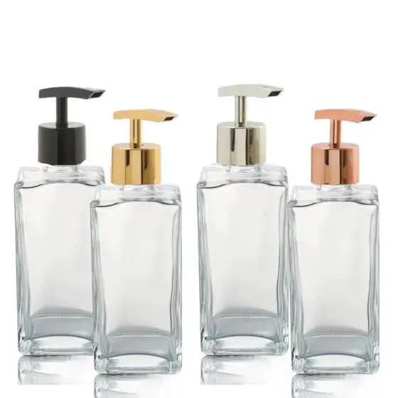 2 Porta Sabonete Vidro 250ml Square Válvula Super Luxo