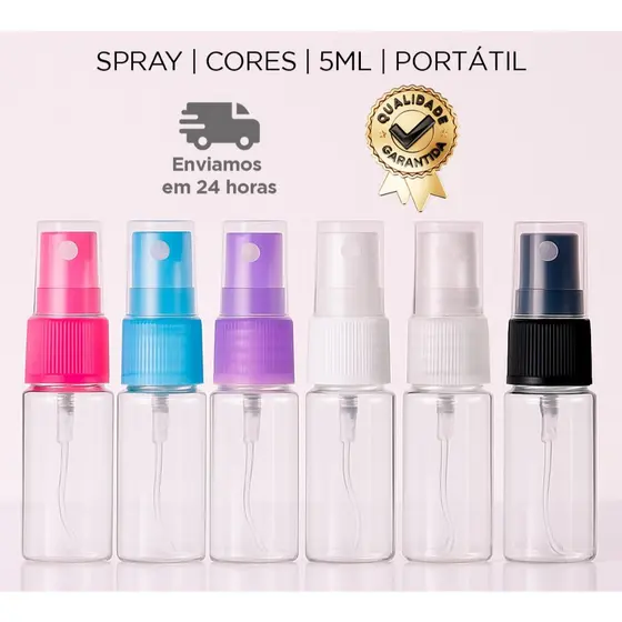 Frascos de Vidro 5 ml com válvula spray  - Kit 1000 Unidades Garanta + Nota Fiscal