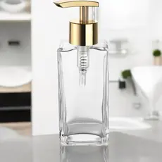 Porta Sabonete Vidro 250ml Square Válvula Super Luxo Para Banheiro, Lavabo