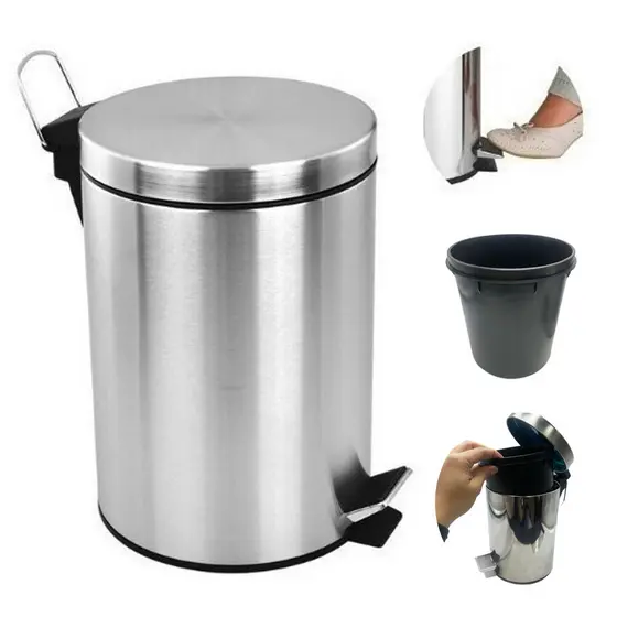 Cesto Lixo 3l Inox Cozinha E Banheiro Com Pedal Abre Tampa