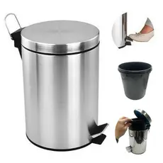 Cesto Lixo 3l Inox Cozinha E Banheiro Com Pedal Abre Tampa