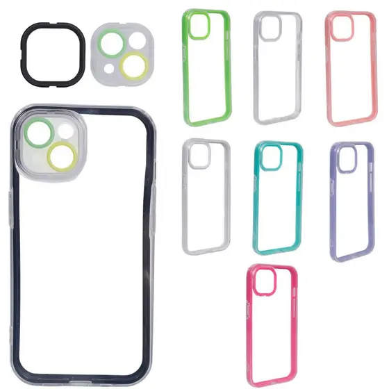 Kit 5 Capas 3 em 1 Transparente iPhone 13 Cores Sortidas