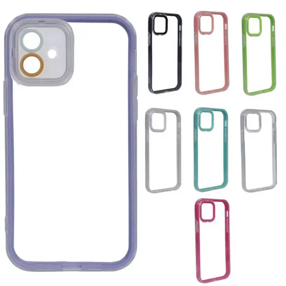 Kit 5 Capas Cases Transparentes iPhone 12 Bordas Sortidas