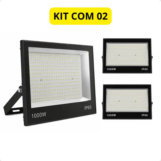 Kit 2 Refletores LED 1000W IP65 Quadra Estádio Bivolt