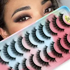 10 pares de cílios falsos naturais 3D são macios, leves e confortáveis. Cílios falsos reutilizáveis