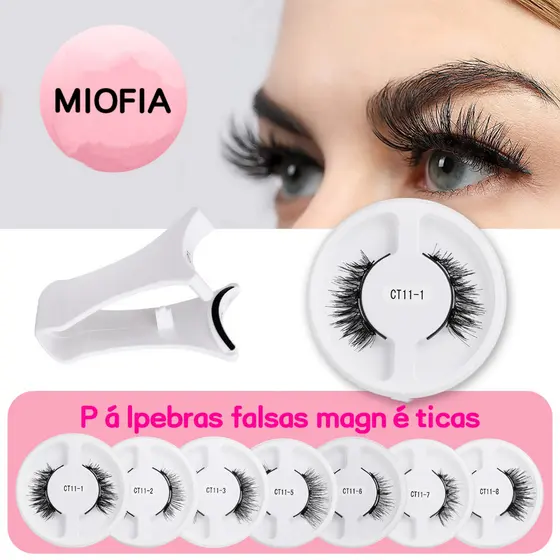 Cílios postiços magnéticos à prova d'água reutilizáveis MIOFIA, com clipe para cílios