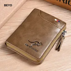 Porta-Cartões De Crédito Carteira Masculina Kangaroo Com Zíper Saco De Dinheiro RFID