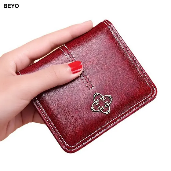 Mini Carteira De Couro PU Para Mulheres , Bolsa Pequena Retrô Com Porta-Moedas