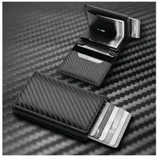 Rfid Mini Slim AlumíNio Auto POP Up Presente De AniversáRio Carteira Para Homens Porta CartãO