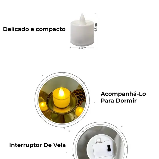 Vela Led Eletrônica Amarela Linda Decorativa Com s/Festa/Casamento/Decoração