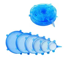 Kit de 6 Tampas de Silicon Flexível E Lavável para Panelas E Potes Universais Silicone Sara Tampa