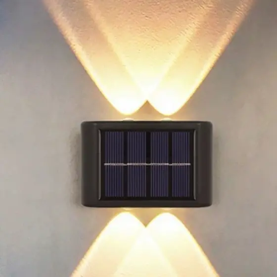2 Kit 4 lED À Prova D'água Para Jardim Muro e Varanda Luminária Solar De Parede