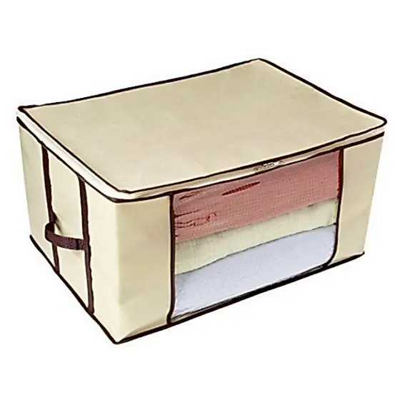 Organizador Multiuso Caixa Organizadora De Guarda Roupa Flexivel Com Ziper 60x45x30cm Grande