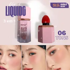 Blush Líquido 3 em 1 Efeito Matte Esponjinha Estilo Nuvem 4,6ml