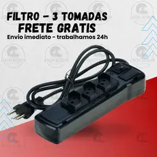 Filtro de Linha RÉGUA DE 6 TOMADAS tripolar 10 Amperes com fusível Pronta Entrega Chave Liga/Desliga